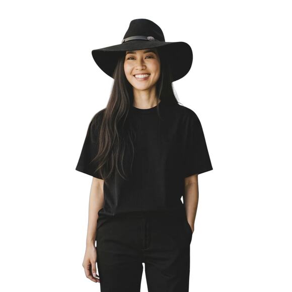 Boho Banded Felt Hat Black OS - Picture 1 of 6